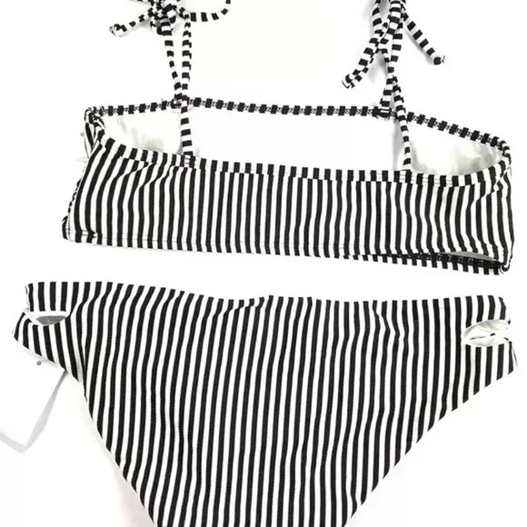 Splendid Girl’s Size 16 White/Black Striped Bikini Swimsuit Set